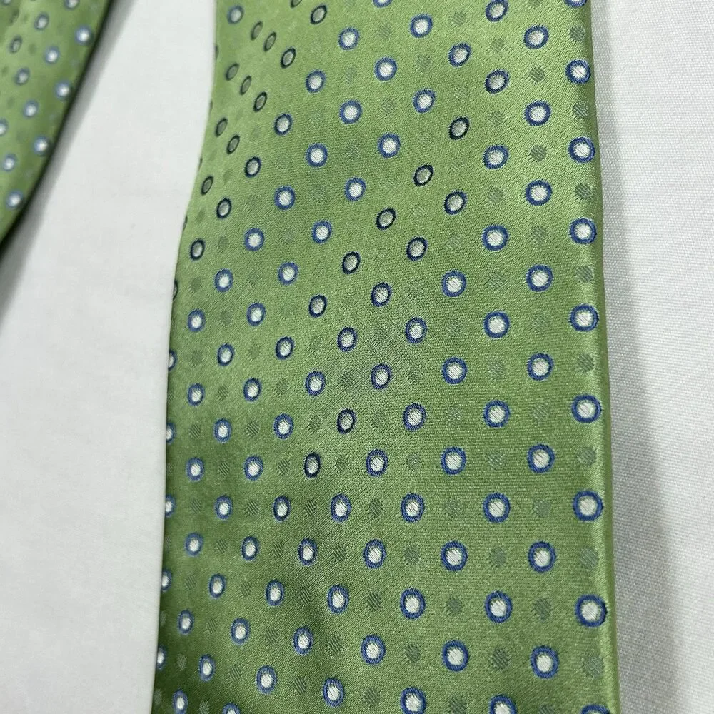 Tango Silk Necktie Green Blue Polka Dot Business Career 59